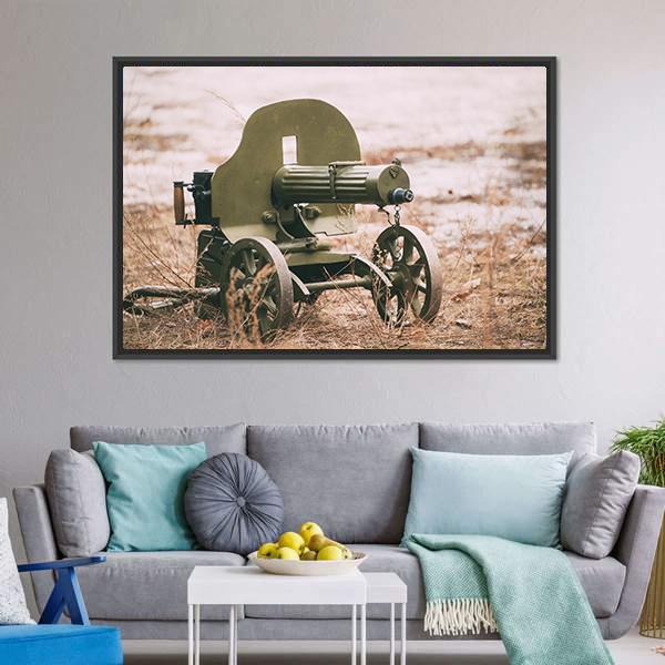 Heavy Machine Gun Canvas Wall Art-3 Horizontal-Gallery Wrap-25" x 16"-Tiaracle
