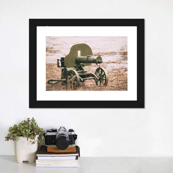 Heavy Machine Gun Canvas Wall Art-1 Piece-Framed Print-20" x 16"-Tiaracle