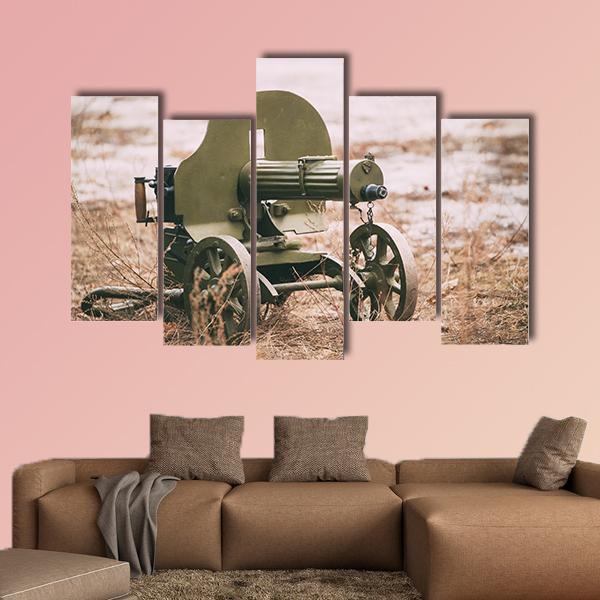 Heavy Machine Gun Canvas Wall Art-5 Pop-Gallery Wrap-47" x 32"-Tiaracle