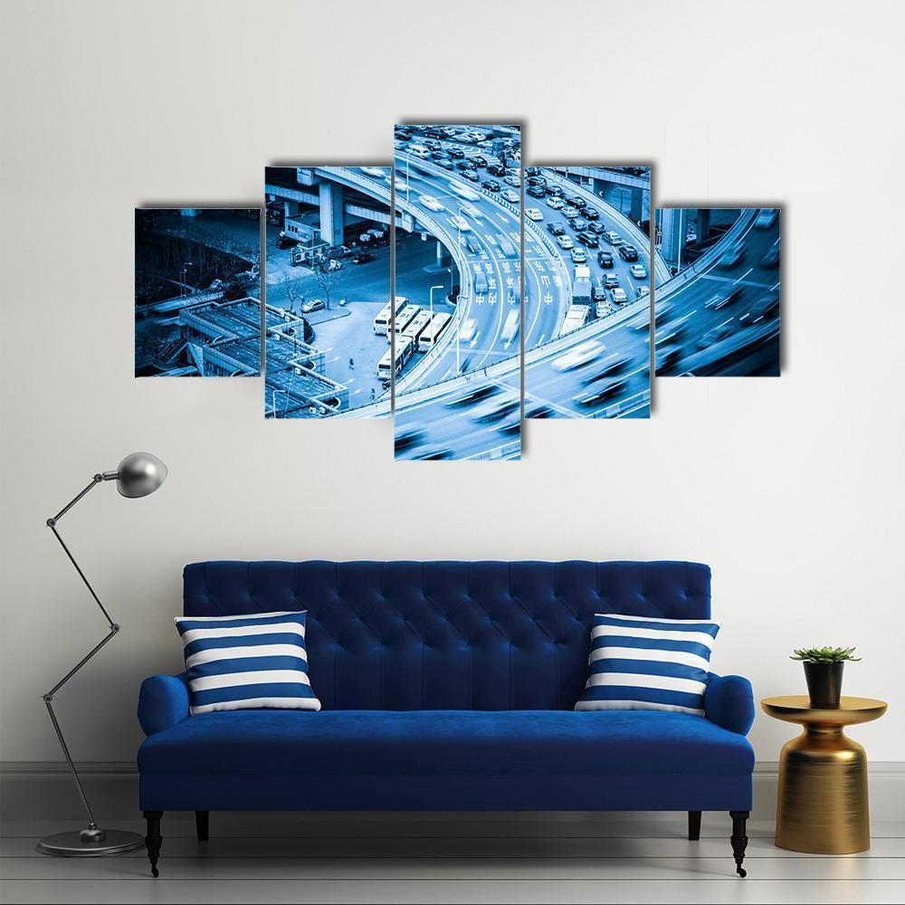 Heavy Traffic Closeup Canvas Wall Art-4 Pop-Gallery Wrap-50" x 32"-Tiaracle