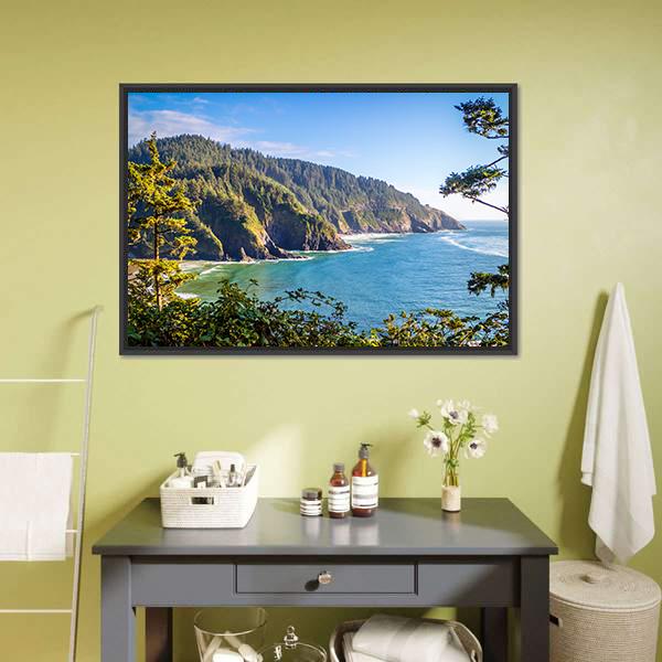 Heceta Head Lighthouse State Park Canvas Wall Art-1 Piece-Floating Frame-24" x 16"-Tiaracle