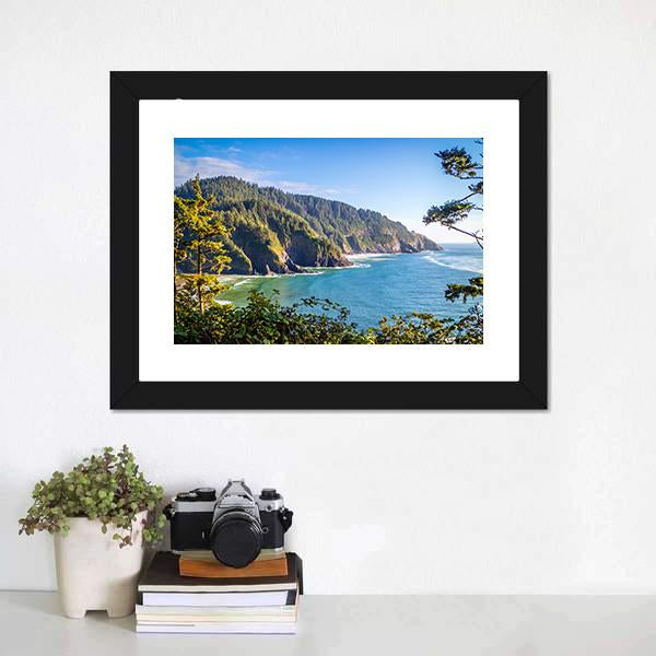 Heceta Head Lighthouse State Park Canvas Wall Art-1 Piece-Framed Print-20" x 16"-Tiaracle