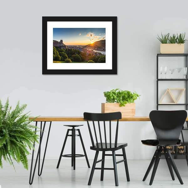 Heidelberg Castle At Sunrise Canvas Wall Art-3 Horizontal-Gallery Wrap-25" x 16"-Tiaracle