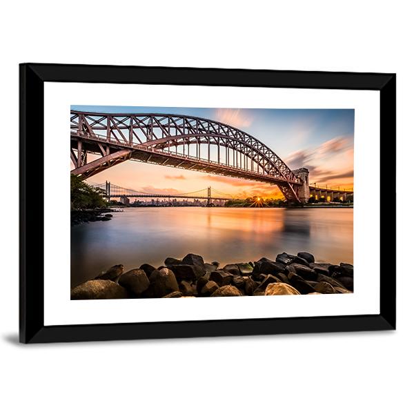 Hell Gate & Triboro Bridge Canvas Wall Art-3 Horizontal-Gallery Wrap-25" x 16"-Tiaracle