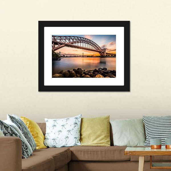 Hell Gate &amp; Triboro Bridge Canvas Wall Art-5 Horizontal-Gallery Wrap-22" x 12"-Tiaracle