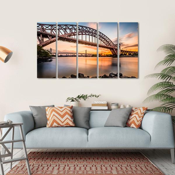 Hell Gate &amp; Triboro Bridge Canvas Wall Art-5 Horizontal-Gallery Wrap-22" x 12"-Tiaracle