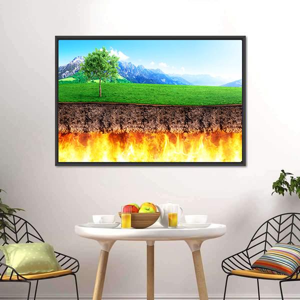 Hell &amp; Paradise Concept Canvas Wall Art-1 Piece-Floating Frame-24" x 16"-Tiaracle