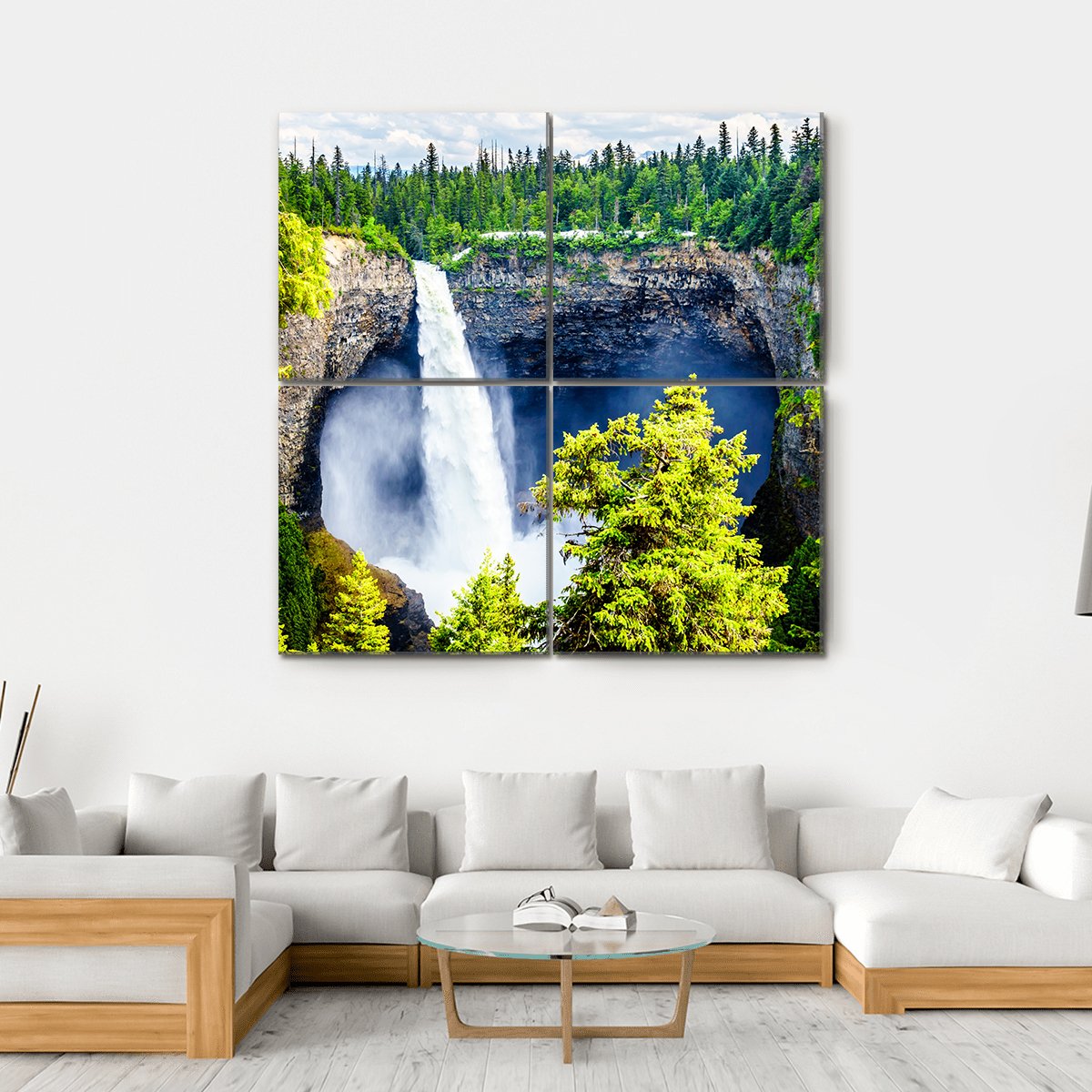 Helmcken Falls In Spring Canvas Wall Art-4 Square-Gallery Wrap-17" x 17"-Tiaracle