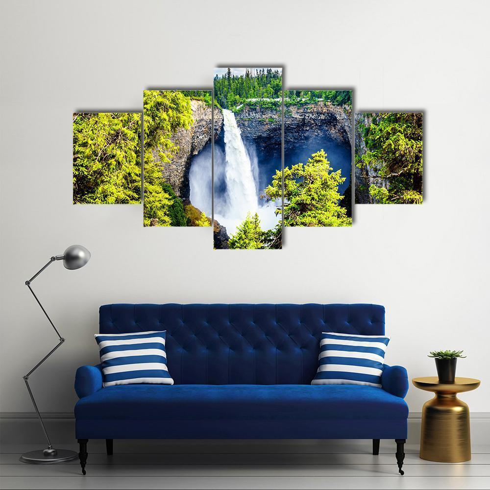 Helmcken Falls In Spring Canvas Wall Art-5 Star-Gallery Wrap-62" x 32"-Tiaracle