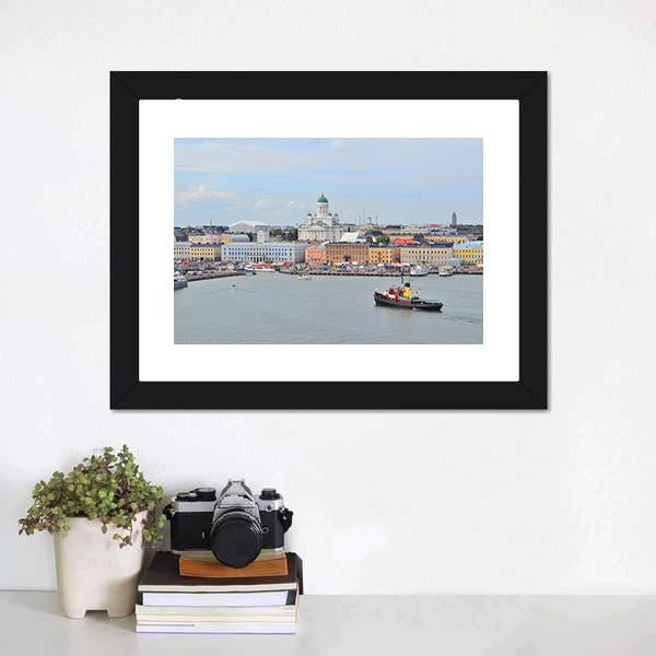 Helsinki From Harbour Canvas Wall Art-1 Piece-Framed Print-20" x 16"-Tiaracle