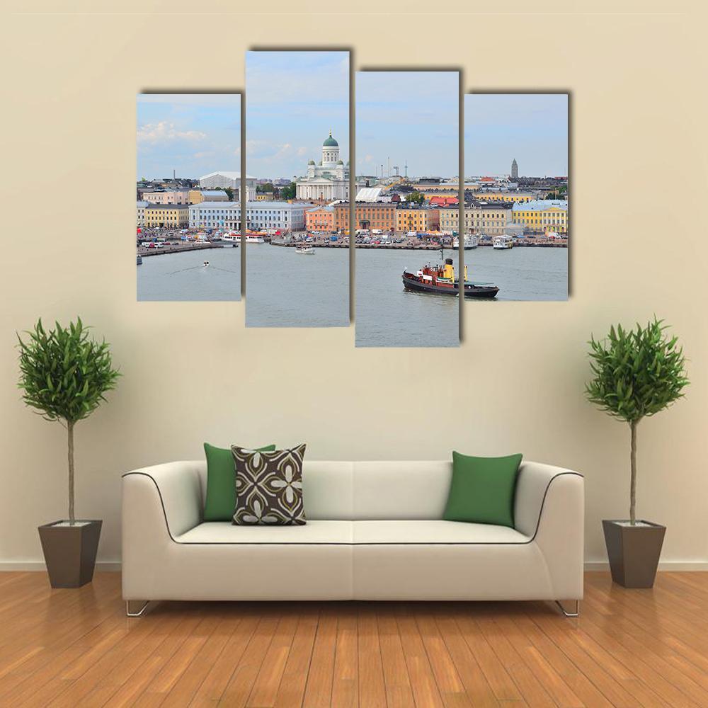 Helsinki From Harbour Canvas Wall Art-4 Pop-Gallery Wrap-50" x 32"-Tiaracle