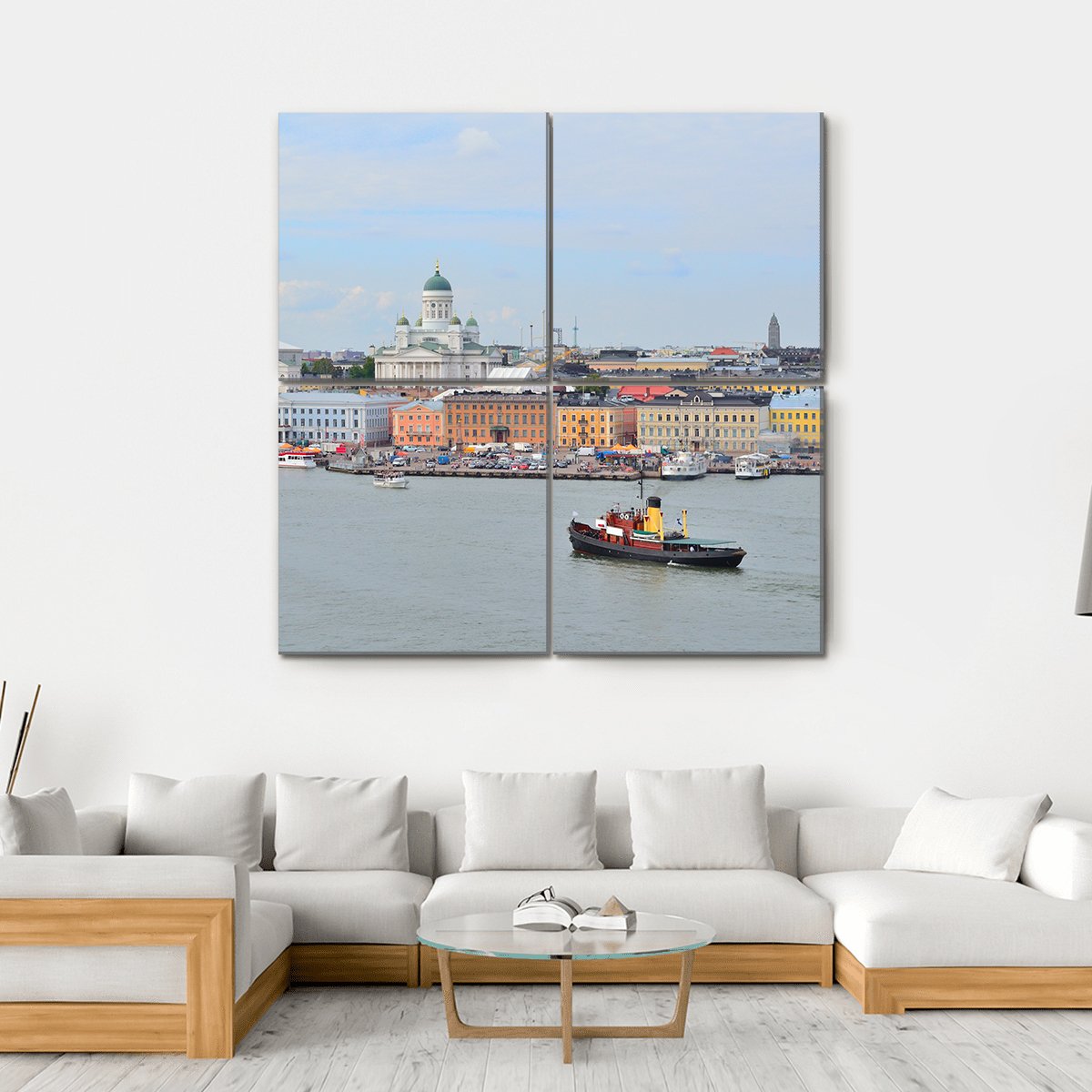 Helsinki From Harbour Canvas Wall Art-4 Square-Gallery Wrap-17" x 17"-Tiaracle