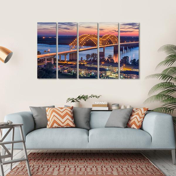 Hernando De Soto Bridge Canvas Wall Art-5 Horizontal-Gallery Wrap-22" x 12"-Tiaracle