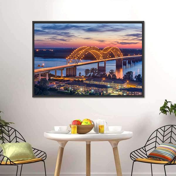 Hernando De Soto Bridge Canvas Wall Art-3 Horizontal-Gallery Wrap-25" x 16"-Tiaracle