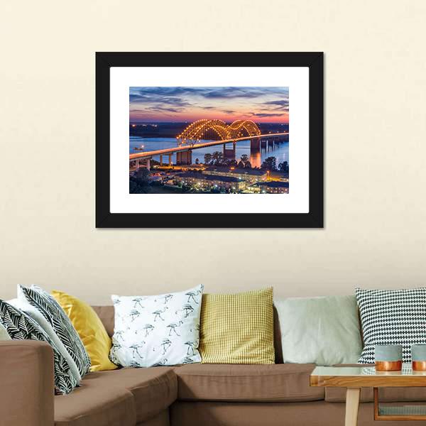 Hernando De Soto Bridge Canvas Wall Art-3 Horizontal-Gallery Wrap-25" x 16"-Tiaracle