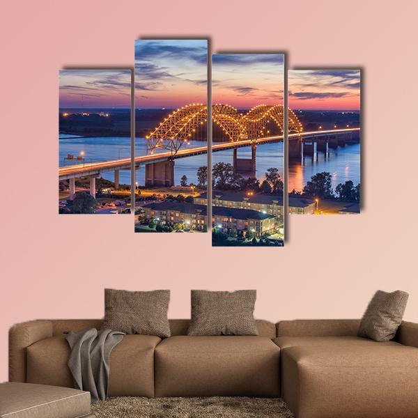 Hernando De Soto Bridge Canvas Wall Art-4 Pop-Gallery Wrap-50" x 32"-Tiaracle