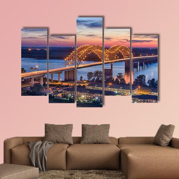 Hernando De Soto Bridge Canvas Wall Art-5 Pop-Gallery Wrap-47" x 32"-Tiaracle
