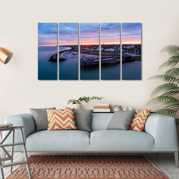 Herne Bay Pier At Sunrise Canvas Wall Art-5 Horizontal-Gallery Wrap-22" x 12"-Tiaracle