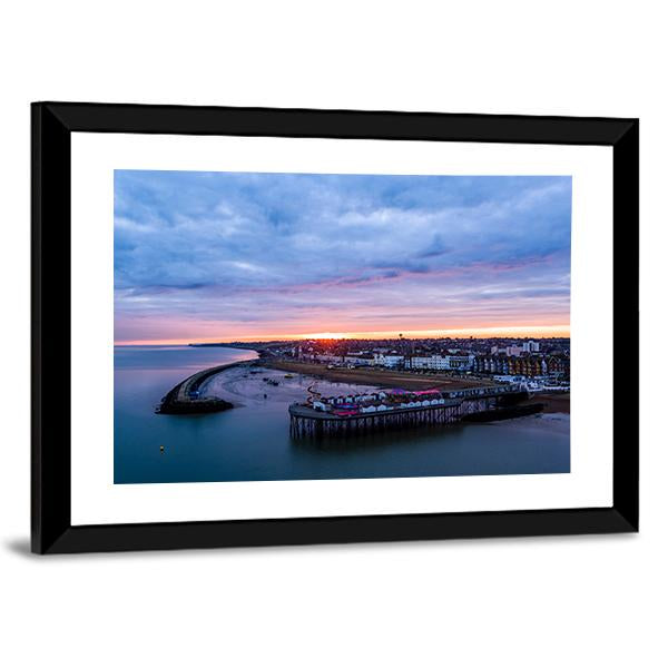 Herne Bay Pier At Sunrise Canvas Wall Art-3 Horizontal-Gallery Wrap-25" x 16"-Tiaracle