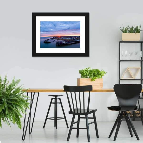 Herne Bay Pier At Sunrise Canvas Wall Art-3 Horizontal-Gallery Wrap-25" x 16"-Tiaracle