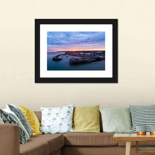 Herne Bay Pier At Sunrise Canvas Wall Art-3 Horizontal-Gallery Wrap-25" x 16"-Tiaracle