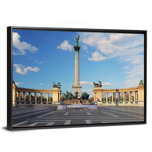 Heroes Square in Budapest Canvas Wall Art-3 Horizontal-Gallery Wrap-25" x 16"-Tiaracle