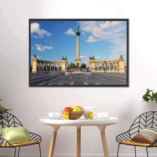 Heroes Square in Budapest Canvas Wall Art-3 Horizontal-Gallery Wrap-25" x 16"-Tiaracle