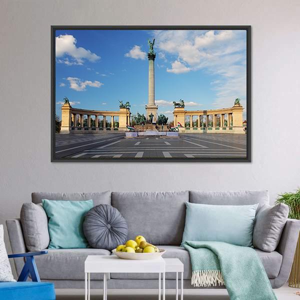 Heroes Square in Budapest Canvas Wall Art-3 Horizontal-Gallery Wrap-25" x 16"-Tiaracle