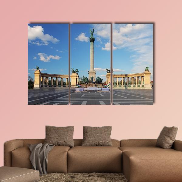 Heroes Square in Budapest Canvas Wall Art-3 Horizontal-Gallery Wrap-25" x 16"-Tiaracle