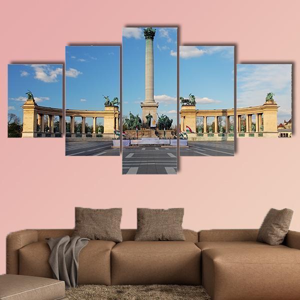 Heroes Square in Budapest Canvas Wall Art-5 Star-Gallery Wrap-62" x 32"-Tiaracle