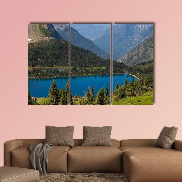 Hidden Lake In Montana Canvas Wall Art-3 Horizontal-Gallery Wrap-37" x 24"-Tiaracle