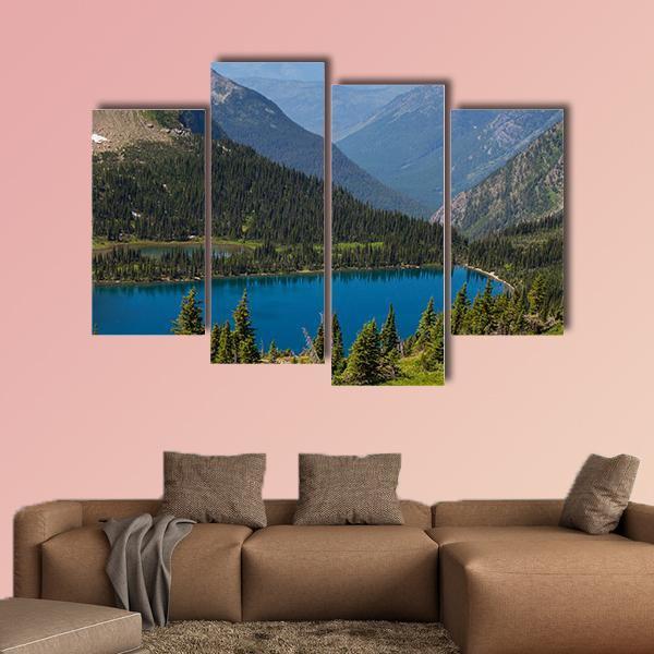 Hidden Lake In Montana Canvas Wall Art-4 Pop-Gallery Wrap-50" x 32"-Tiaracle