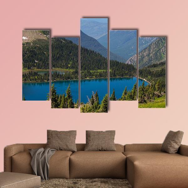Hidden Lake In Montana Canvas Wall Art-5 Pop-Gallery Wrap-47" x 32"-Tiaracle