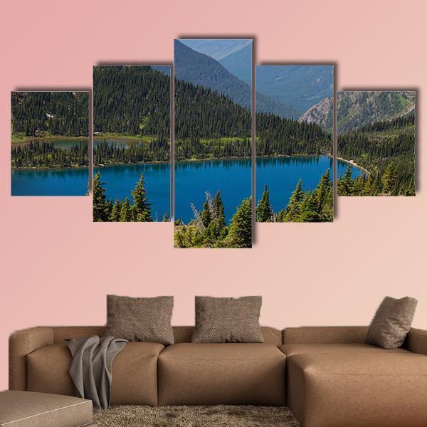 Hidden Lake In Montana Canvas Wall Art-5 Star-Gallery Wrap-62" x 32"-Tiaracle