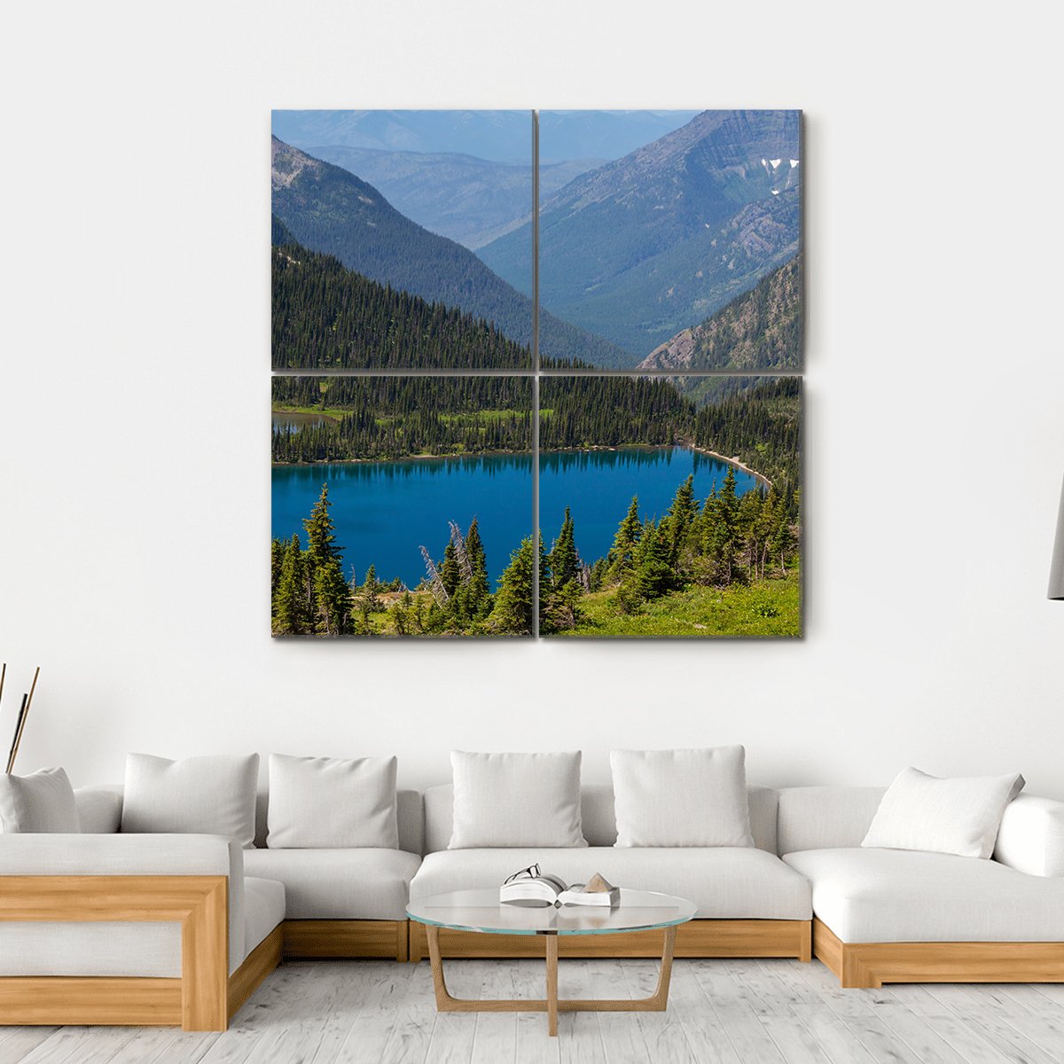 Hidden Lake In Montana Canvas Wall Art-4 Square-Gallery Wrap-17" x 17"-Tiaracle