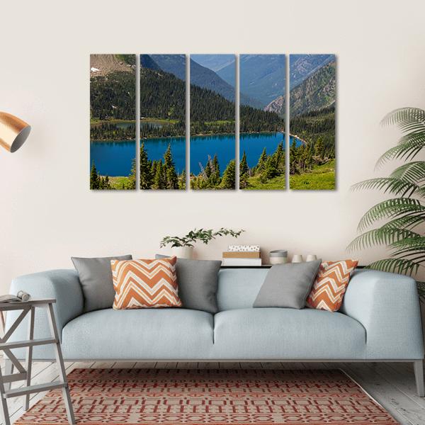 Hidden Lake In Montana Canvas Wall Art-5 Horizontal-Gallery Wrap-22" x 12"-Tiaracle