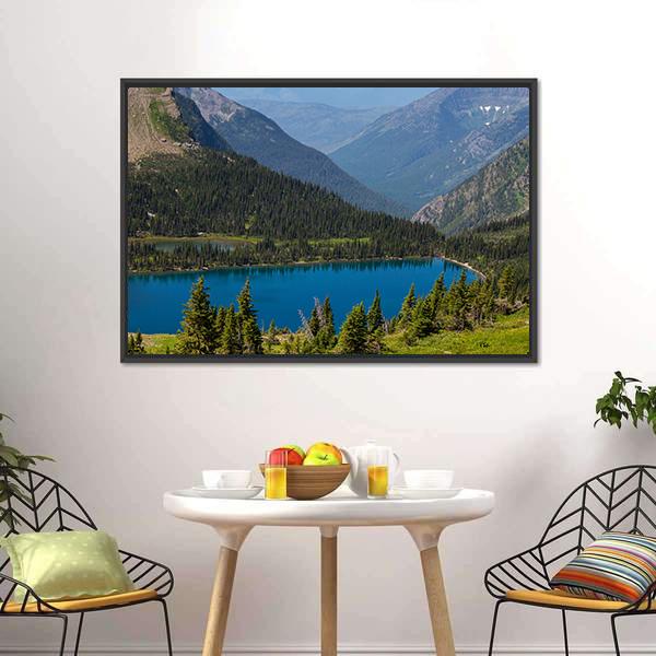 Hidden Lake In Montana Canvas Wall Art-3 Horizontal-Gallery Wrap-25" x 16"-Tiaracle