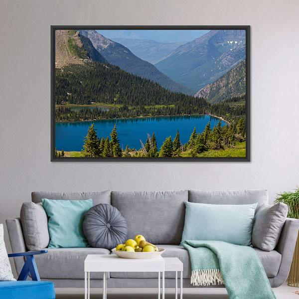 Hidden Lake In Montana Canvas Wall Art-3 Horizontal-Gallery Wrap-25" x 16"-Tiaracle