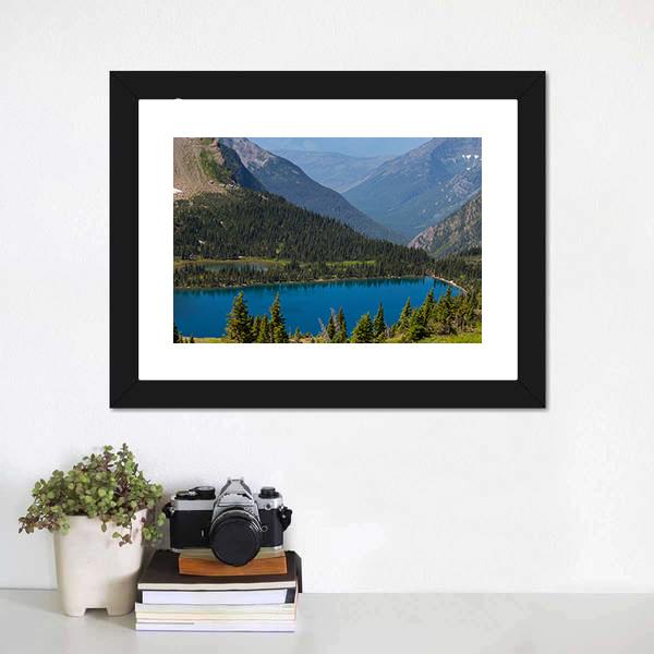 Hidden Lake In Montana Canvas Wall Art-1 Piece-Framed Print-20" x 16"-Tiaracle