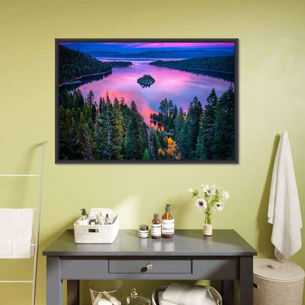 High Angle View Of Lake Tahoe Canvas Wall Art-1 Piece-Floating Frame-24&quot; x 16&quot;-Tiaracle