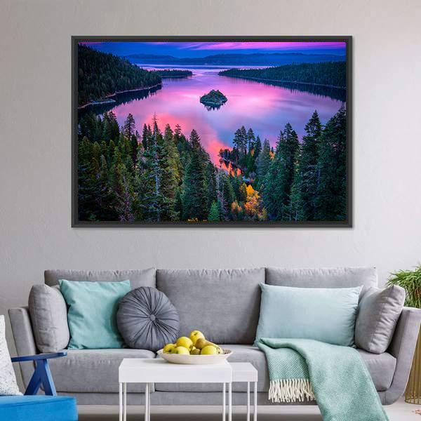 High Angle View Of Lake Tahoe Canvas Wall Art-3 Horizontal-Gallery Wrap-25" x 16"-Tiaracle