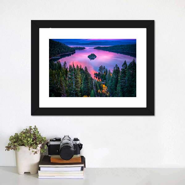 High Angle View Of Lake Tahoe Canvas Wall Art-1 Piece-Framed Print-20" x 16"-Tiaracle