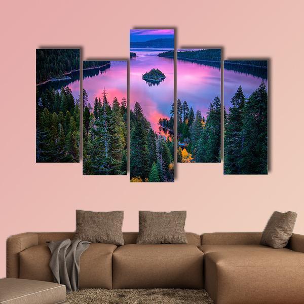High Angle View Of Lake Tahoe Canvas Wall Art-5 Pop-Gallery Wrap-47" x 32"-Tiaracle
