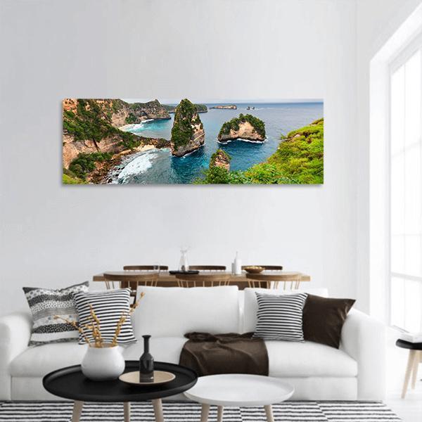 Atun Beach Indonesia Panoramic Canvas Wall Art-3 Piece-25" x 08"-Tiaracle