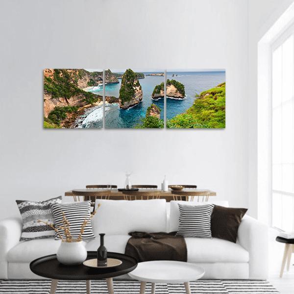 Atun Beach Indonesia Panoramic Canvas Wall Art-3 Piece-25" x 08"-Tiaracle