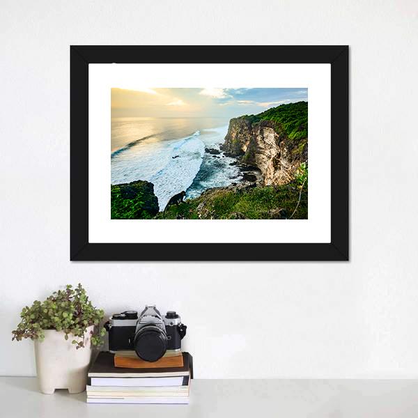 High Cliff At Uluwatu Temple Canvas Wall Art-1 Piece-Framed Print-20" x 16"-Tiaracle
