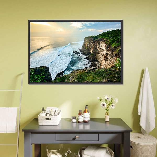 High Cliff At Uluwatu Temple Canvas Wall Art-1 Piece-Floating Frame-24" x 16"-Tiaracle