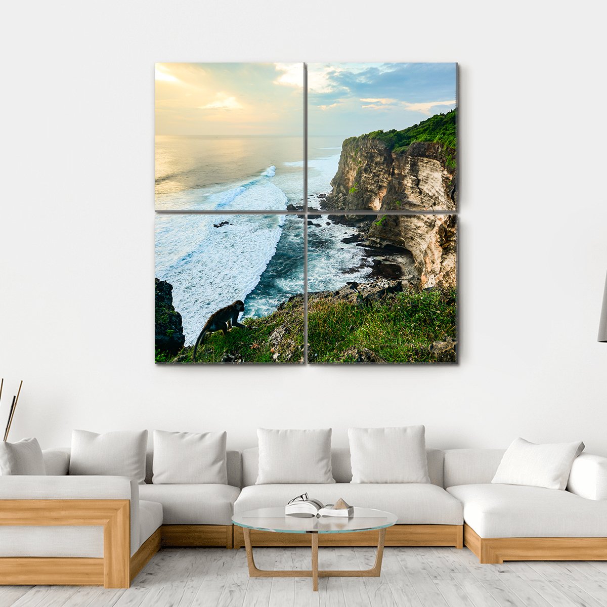 High Cliff At Uluwatu Temple Canvas Wall Art-4 Square-Gallery Wrap-17" x 17"-Tiaracle
