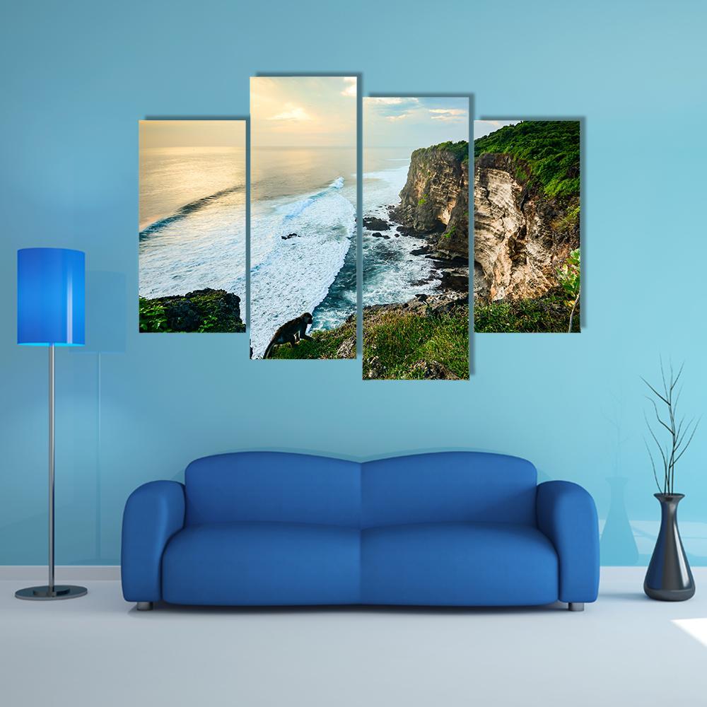 High Cliff At Uluwatu Temple Canvas Wall Art-5 Pop-Gallery Wrap-47" x 32"-Tiaracle