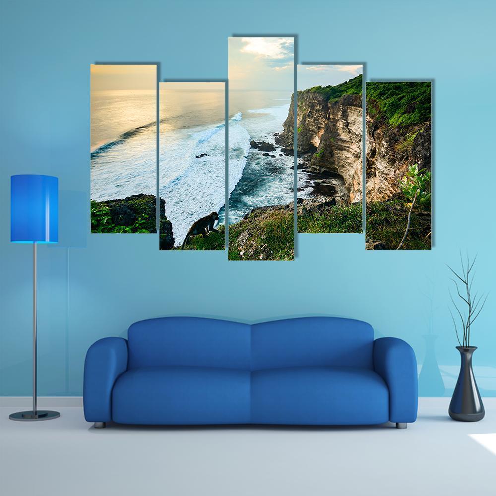 High Cliff At Uluwatu Temple Canvas Wall Art-5 Pop-Gallery Wrap-47" x 32"-Tiaracle